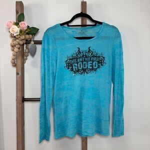 Cowgirl Justice Long Sleeve Turquoise Graphic Tee This Aint My First Rodeo